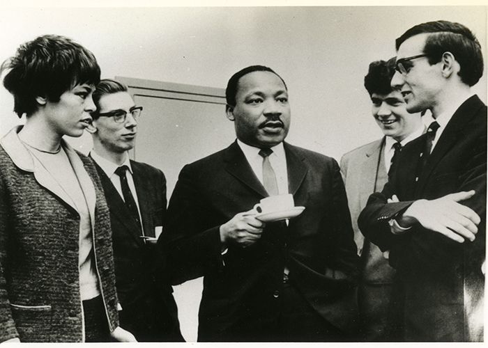 Martin Luther King and students at coffee morning