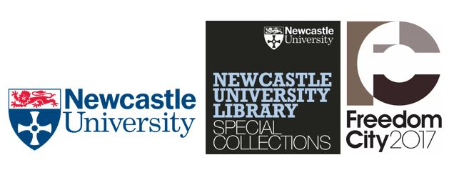 Newcastle University logo, Special Collections logo, Freedom City 2017 logo