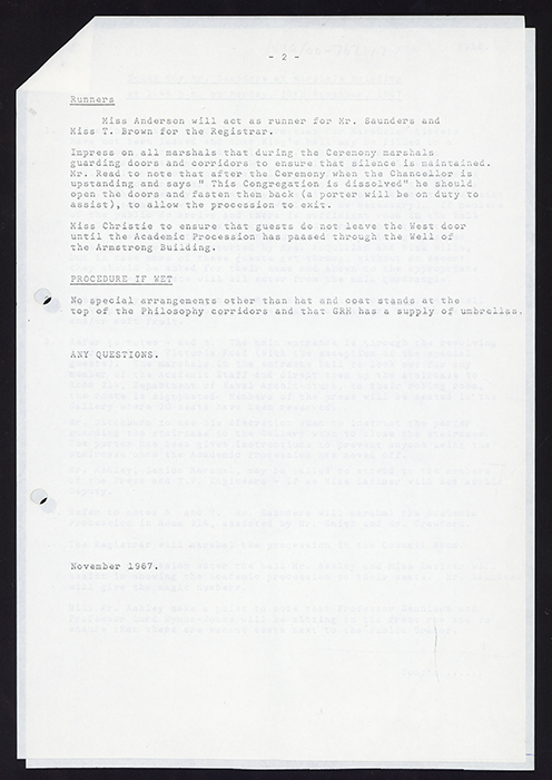 Page 2 of notes for Mr. Saunders at Marchals briefing at 1.45pm on Monday 13th November 1967, undated
