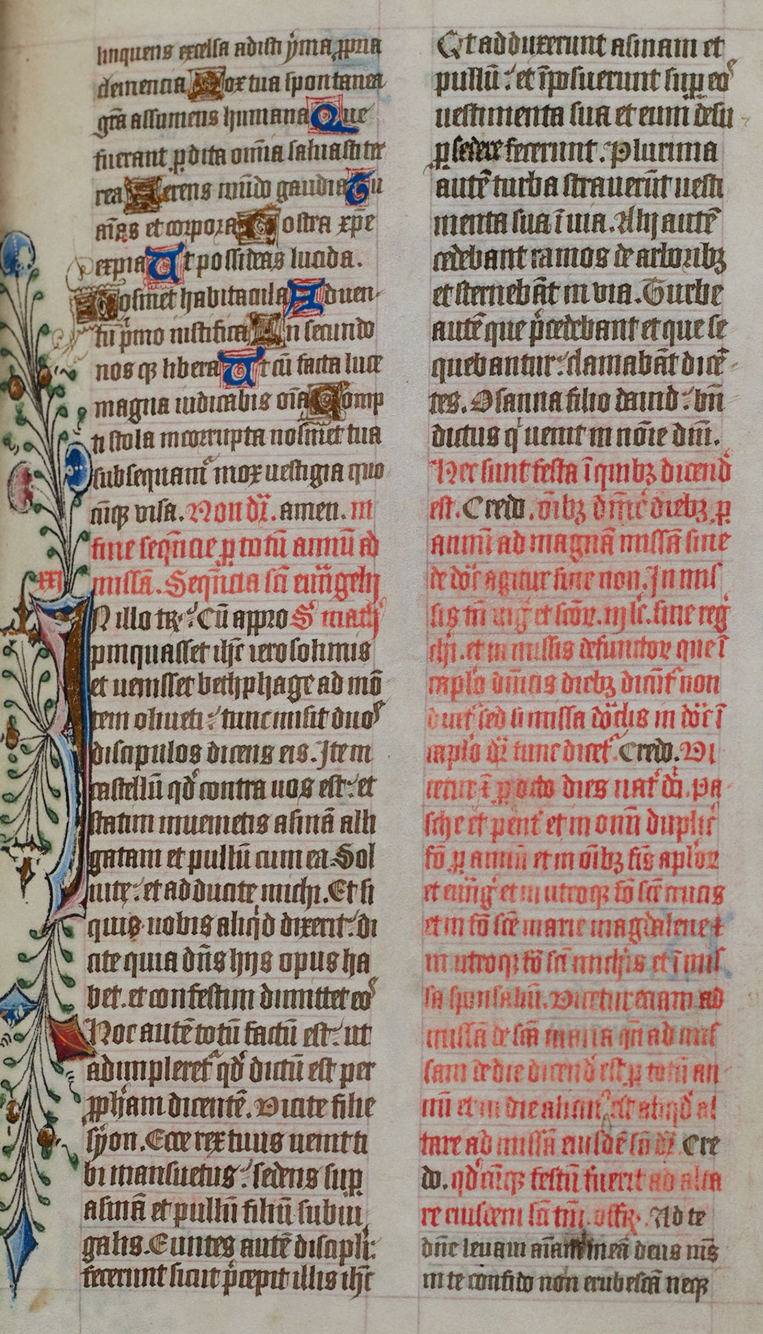 Page detail from Sarum Missal manuscript, showing intricate border detailing