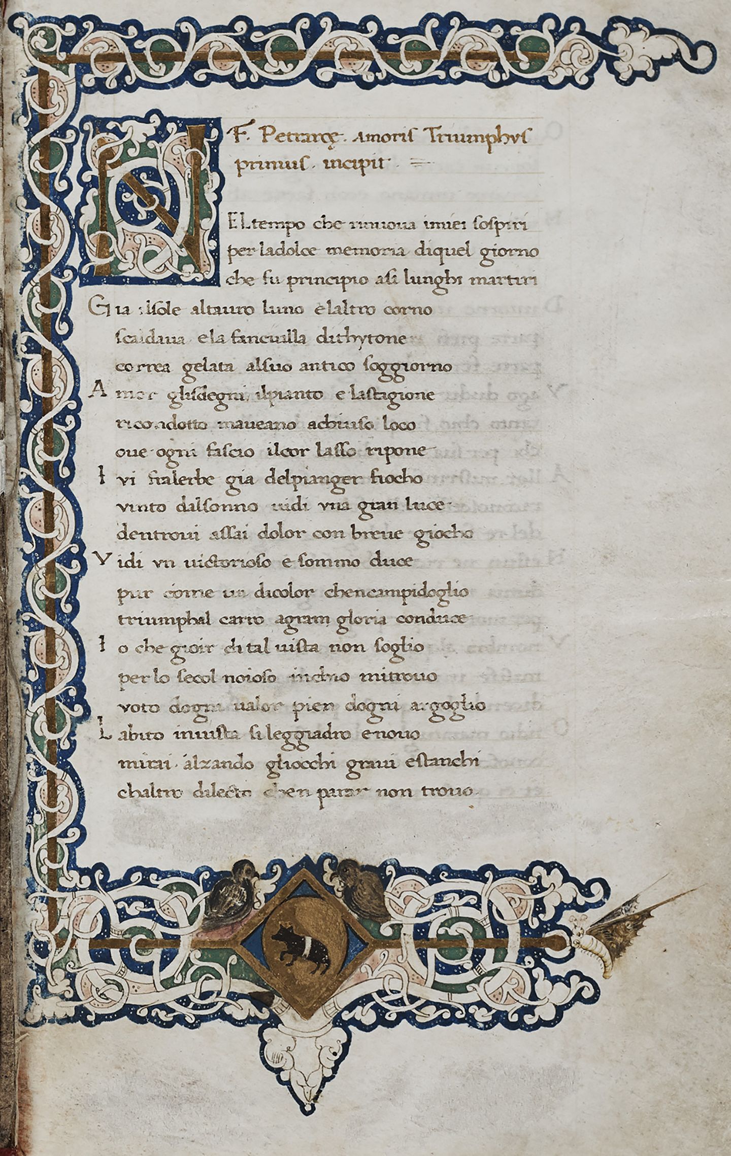 Detail from Trionfi manuscript showing intricate border detailing