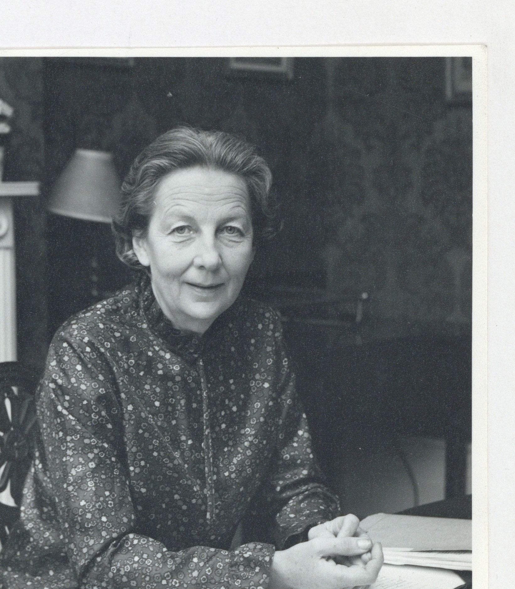 Photograph of Lady Plowden at her desk