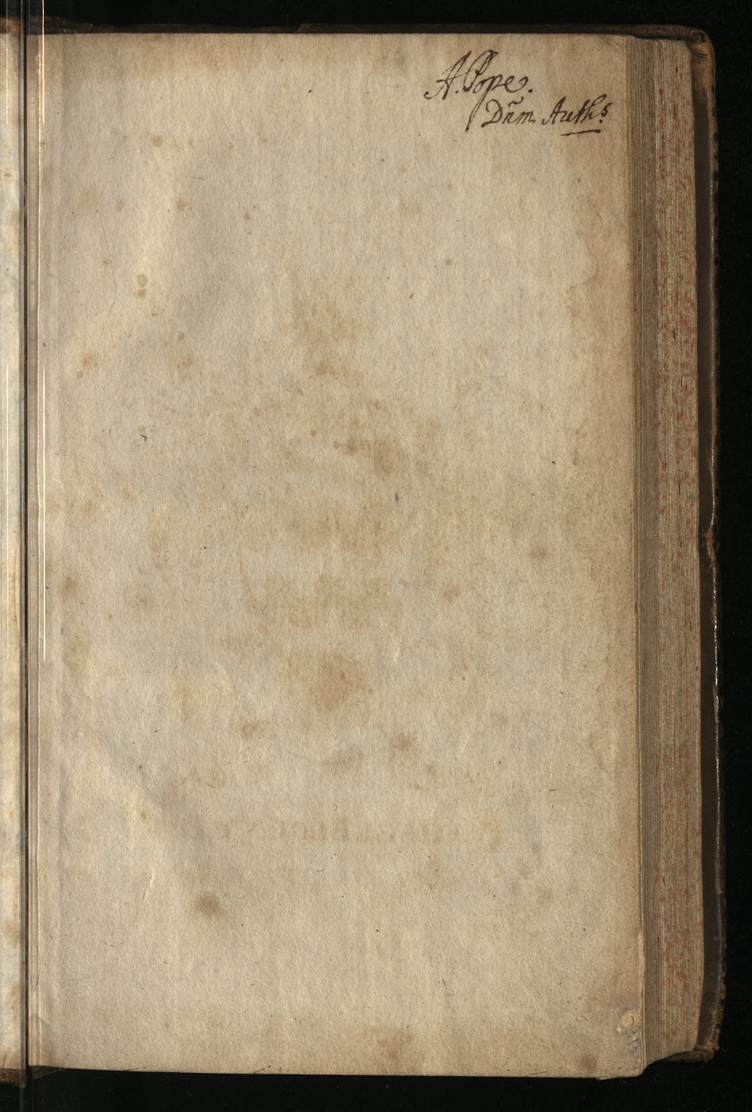 Page from Poems on Several Occasions, showing Pope's inscription.