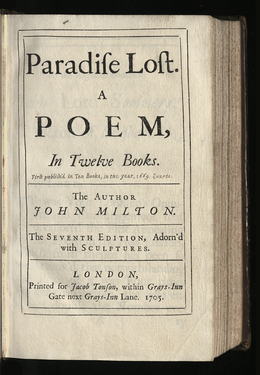 Title page from Paradise Lost: A Poem in Twelve Books