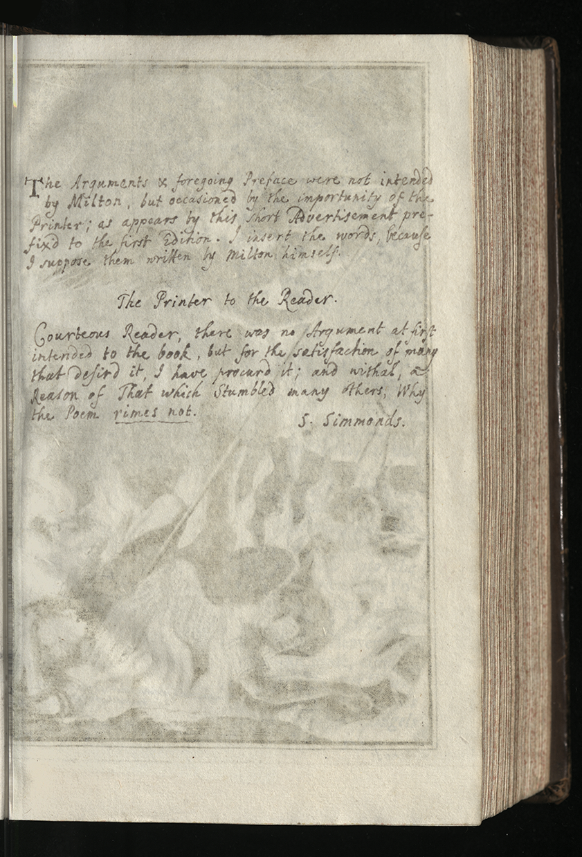 Note on a page in Paradise Lost: A Poem in Twelve Book