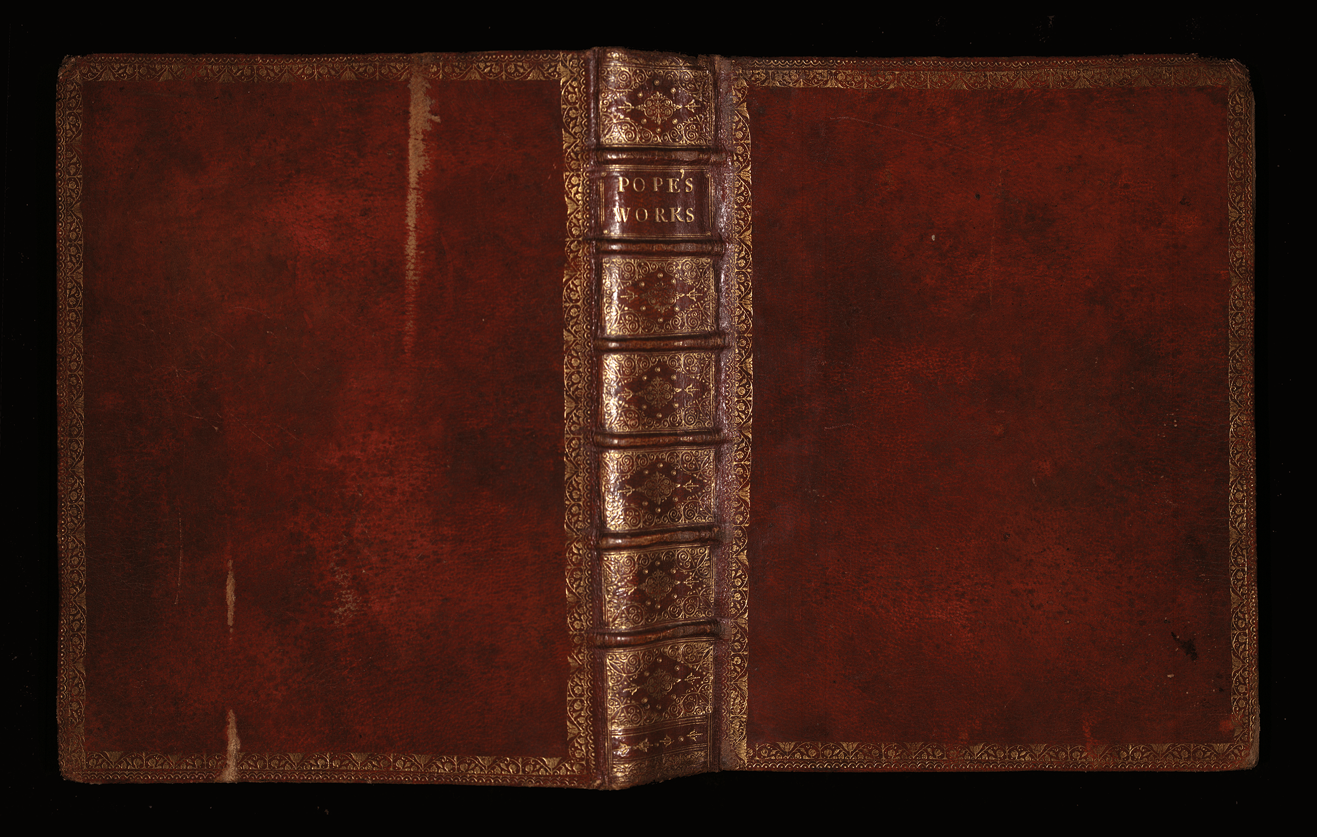 Spine, front and back covers of The Works of Mr. Alexander Pope
