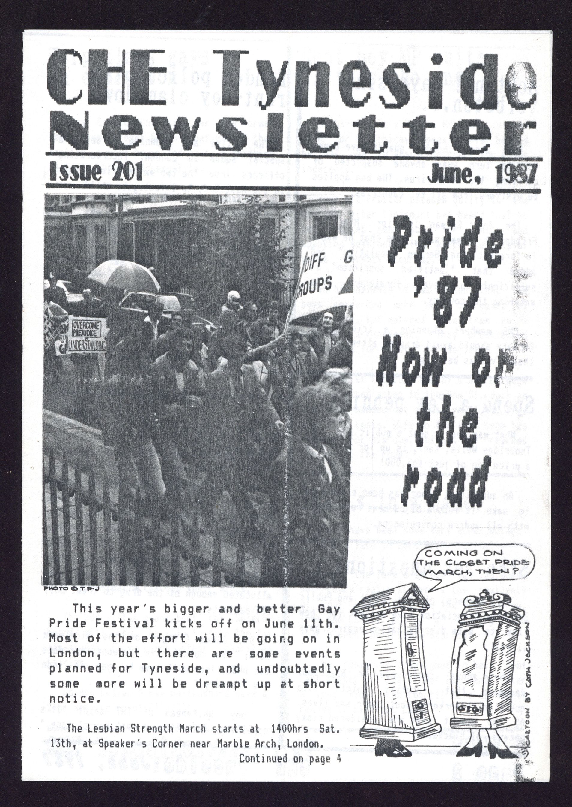 Campaign for Homosexual Equality Tyneside Newsletter, issue 201 (June 1987)