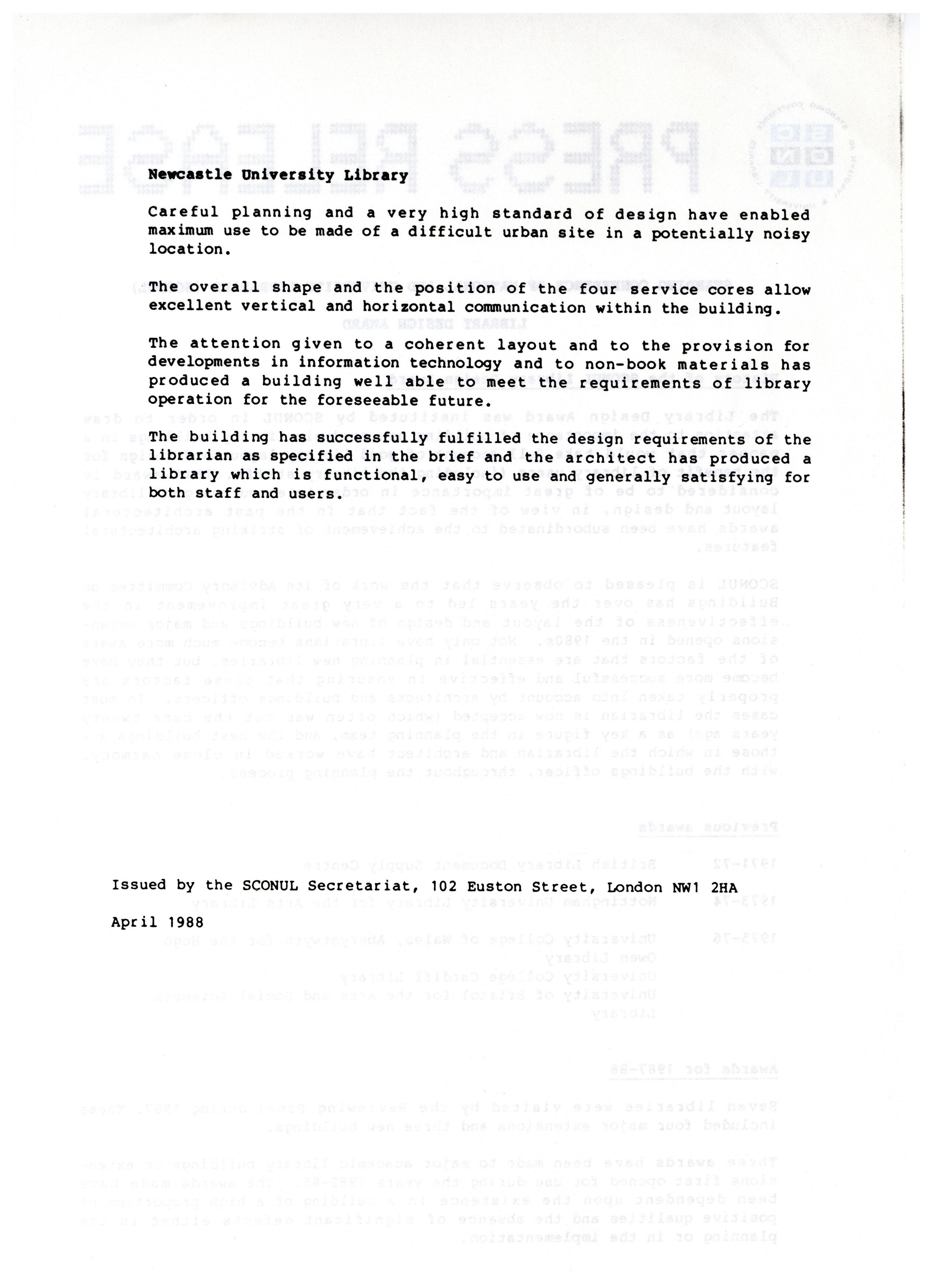 Press release from SCONUL about the commendation for the Library.