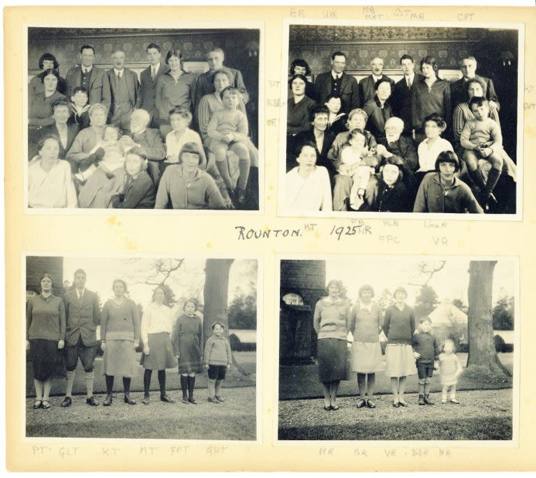 Page from Volume 12 with photographs of the Trevelyan family at Rounton, 1925