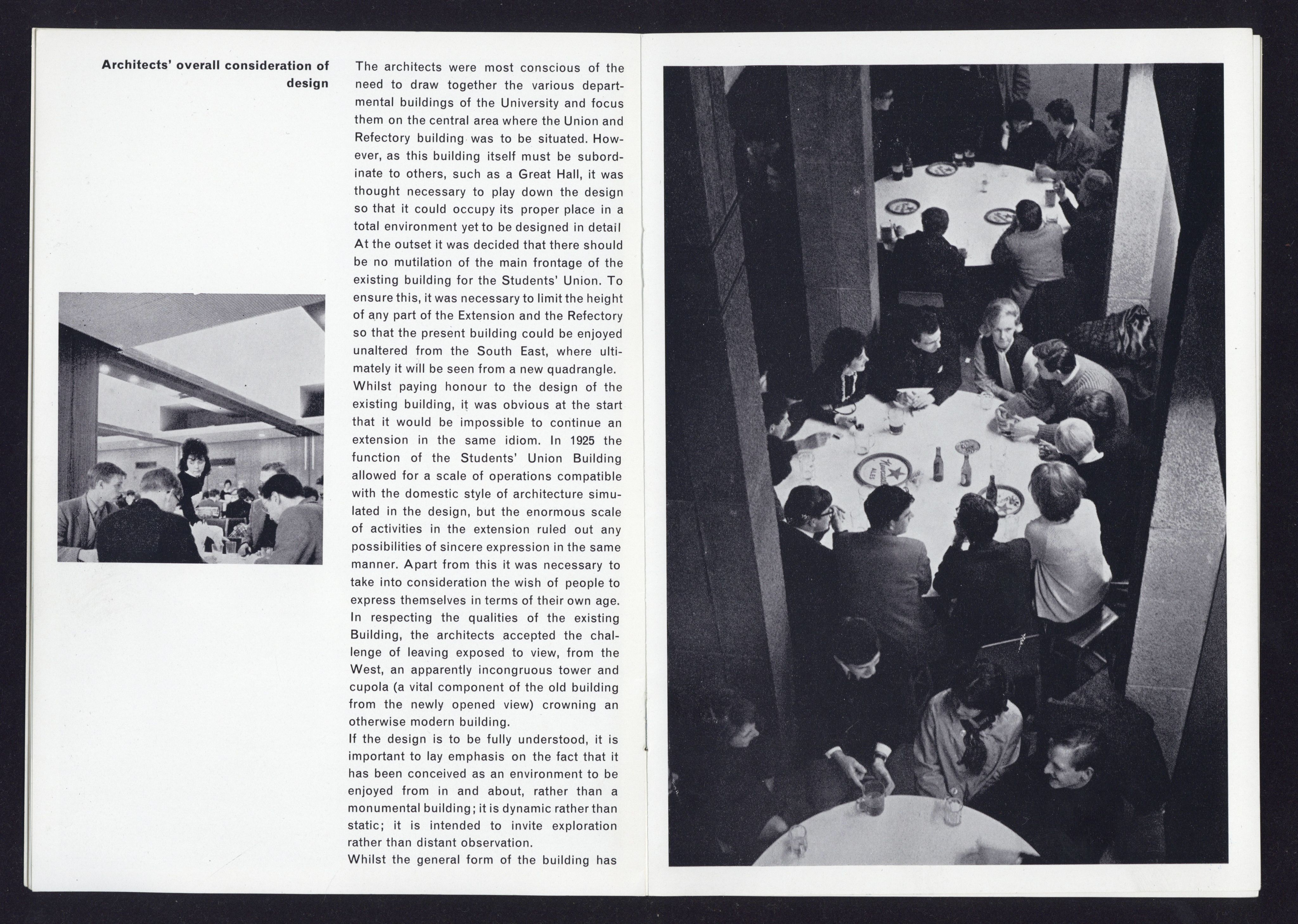 Pages from a brochure for the opening of extension to the Students’ Union, 1964, NUA/16/7/1.