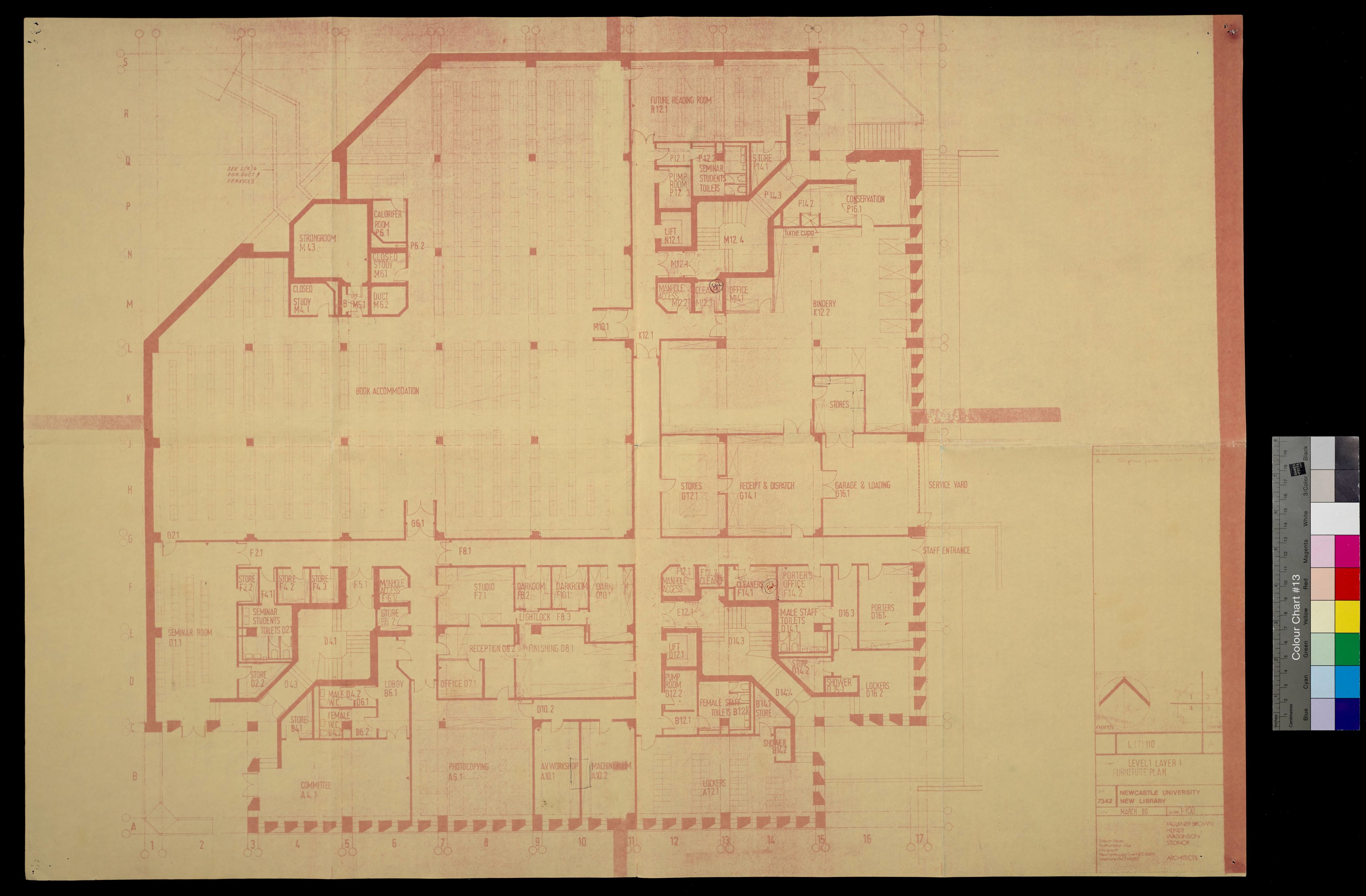 Floor plan for the new Library Building, 1982. NUA/OS/587.