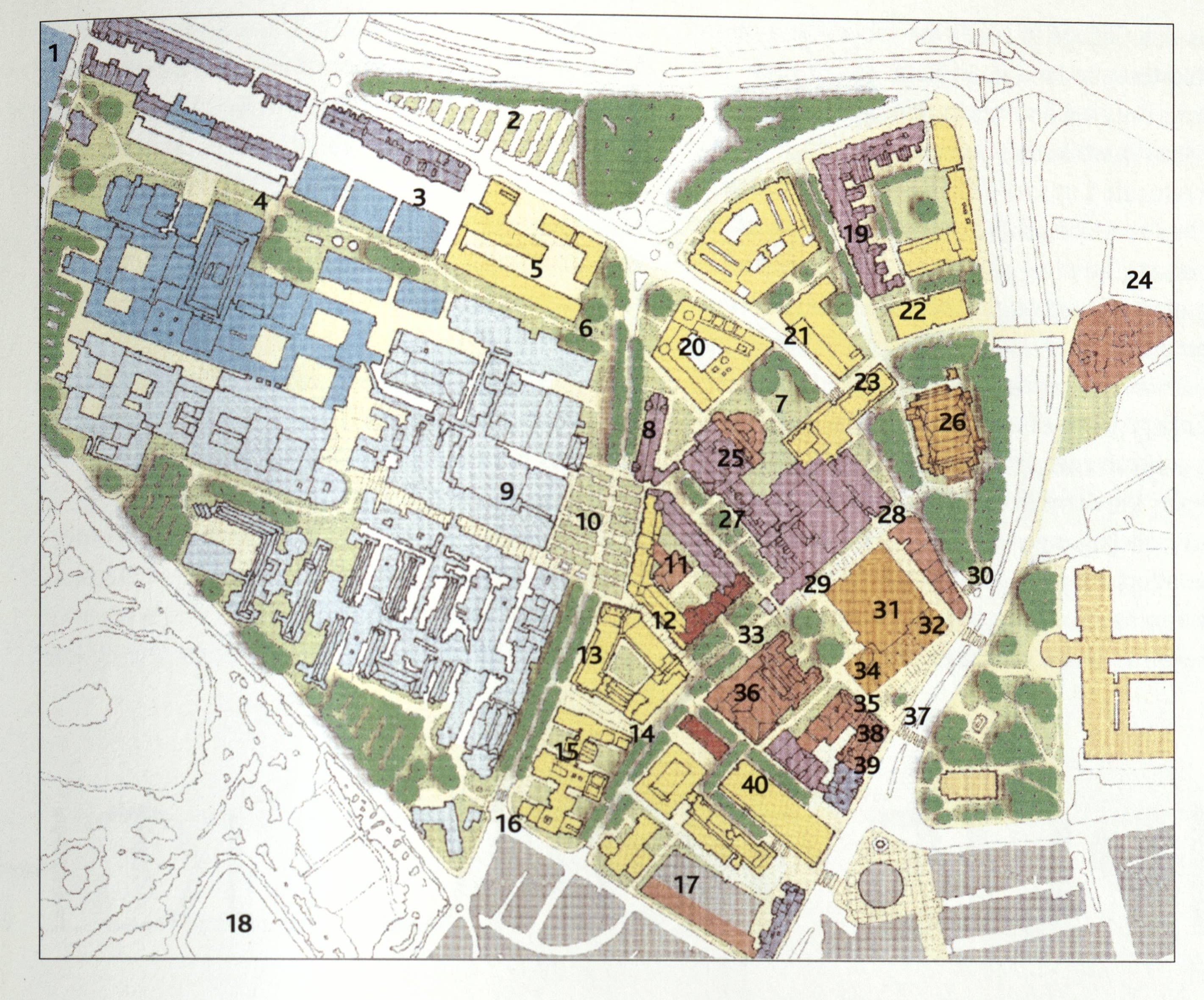 Drawing of the campus masterplan from Arches, 2002. NUA/14/6/1.