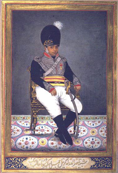 Portrait of Colonel James Skinner seated wearing military uniform