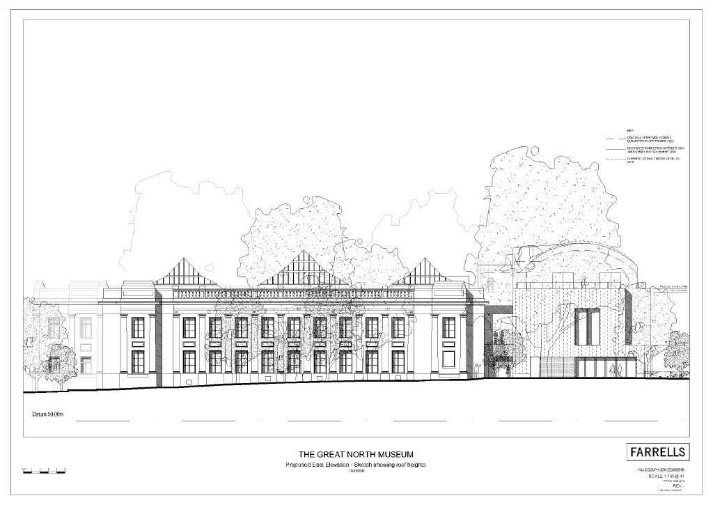 A drawing of a building.